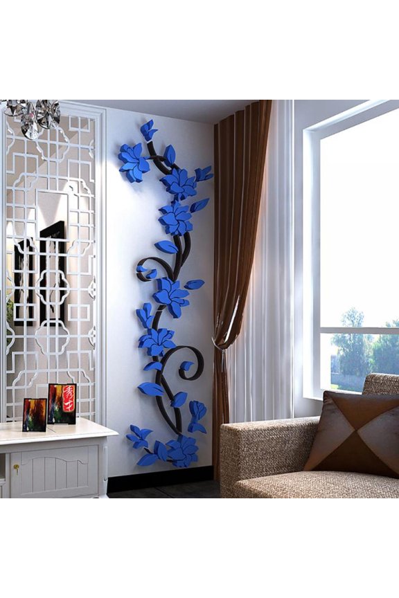 3D Rose Flower Tree Decal Mural Art Mural Wall Sticker Home Decor Removable for Bedroom Living Room