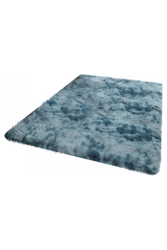 Blue Soft Plush Rug Indoor Anti-slip Floor Mat Thick Washable Home Decorative Carpet(150*240cm)