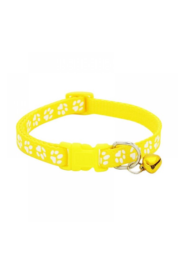 Dog Cat Collar Dog Footprint Printing Safety Adjustable Nylon Leash Collars With Bell Pet Accessories