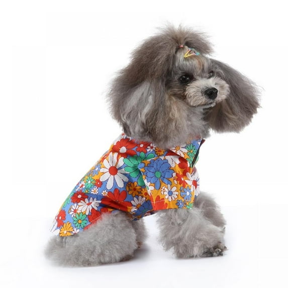 Balems Dog Vest Clothes Summer Beach Shirt Dog clothing Beach Casual Pet Floral Short Sleeve