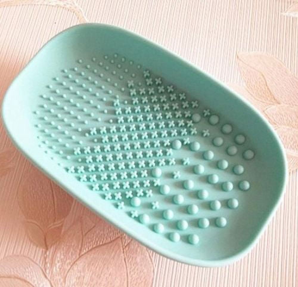 Tika Silicone Makeup Brush Cleaner Pad Washing Scrubber Board Cleaning Mat Hand Tool, Green