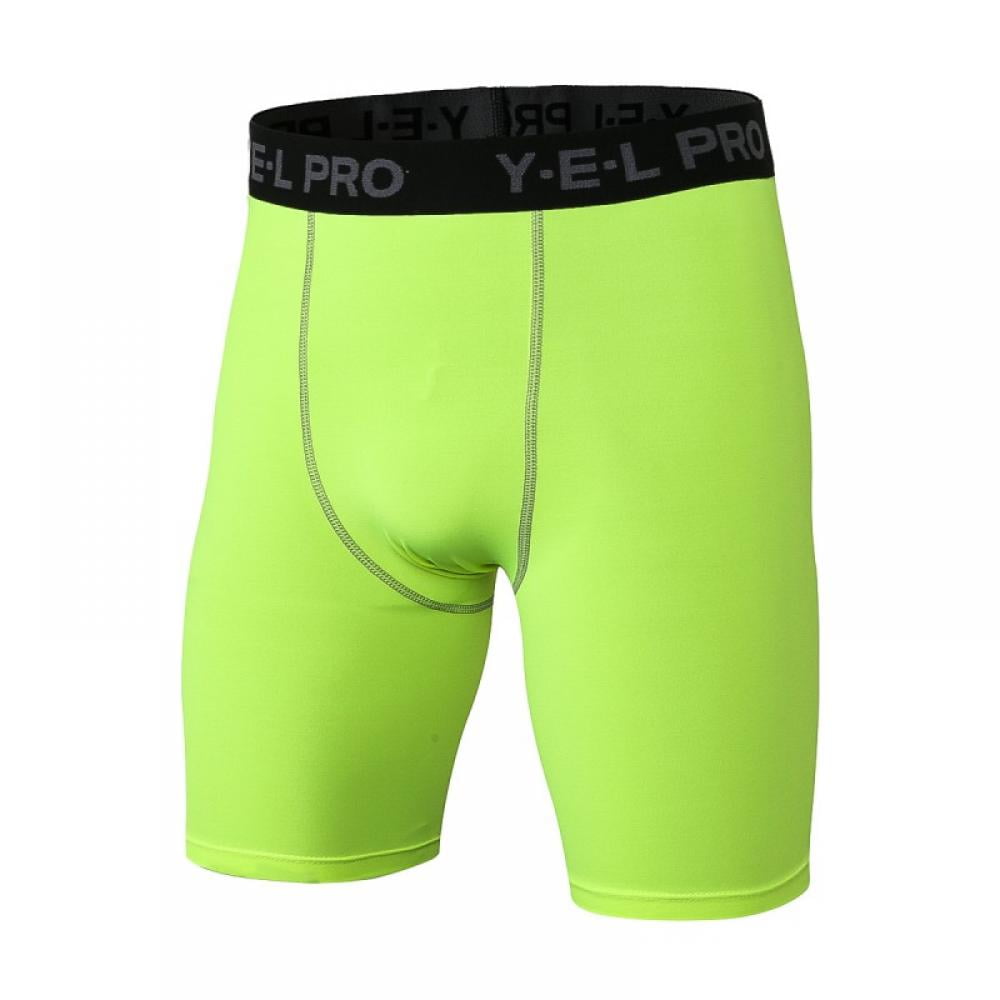 Balems Men Green Compression Shorts Base Layer Tights Solid Color Elasitc Waist Shorts Size S XXL Walmart