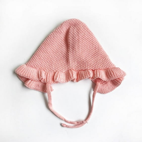 Balems Spring Newborn Baby Hat with Ear Handmade Knitting Monolayer Ruffle Warmer Caps