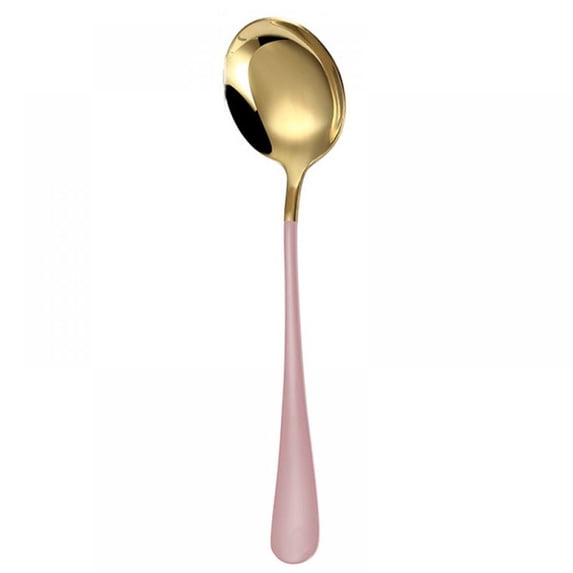 Balems Stainless Steel Round Soup Spoons,Spoons for SoupColorful Dinner Spoons Long Handle Table Spoon 7-Inch