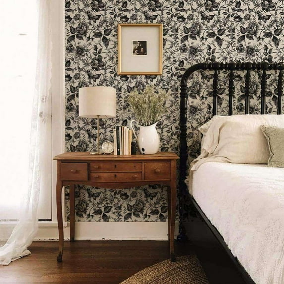 Balems Vintage Flower Wallpaper Peel & Stick Backsplash Mural for Livingroom Bedroom Kitchen