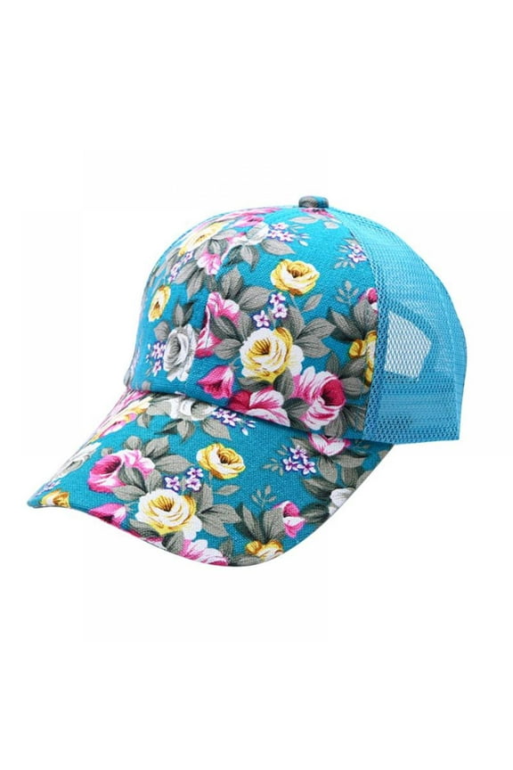 Women Hat Mesh Baseball Cap Female Floral Printed Hat Leisure Visor Sun Cap LP23