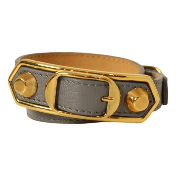 Arena Bleu Acier Shiny Goat Leather Wrap Bracelet 390643 M