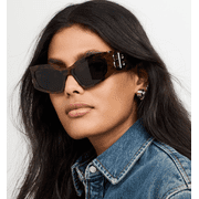 Balenciaga BB0321S 003 57mm Rectangle Sunglasses Womens Havana