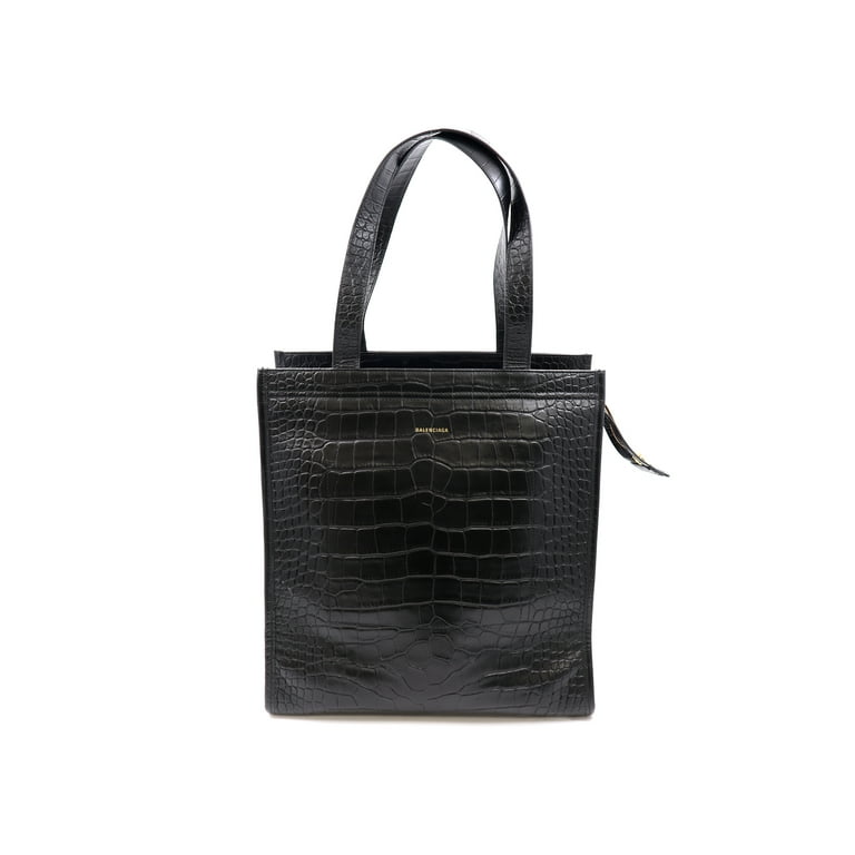 Balenciaga Crocodile Effect Tote Bag - Black for Women