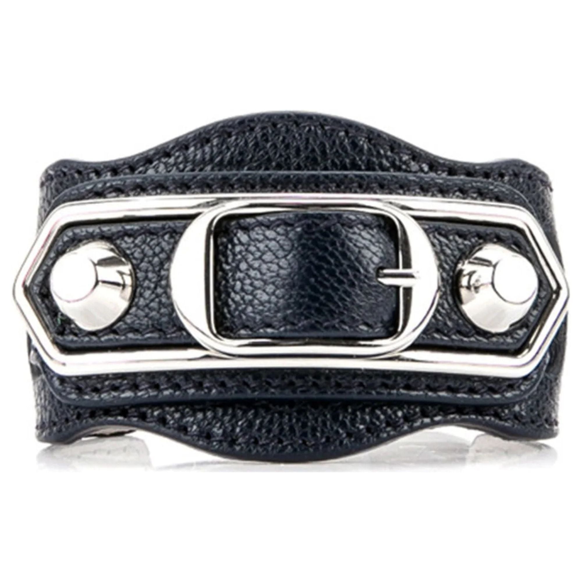 ✨️美品✨️BALENCIAGA ブラックレザーブレスレット Balenciaga Black Shiny Calfskin Leather Studs Buckle
