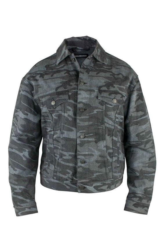 Camouflage Pattern Denim Jacket With Button Closure (Men's)