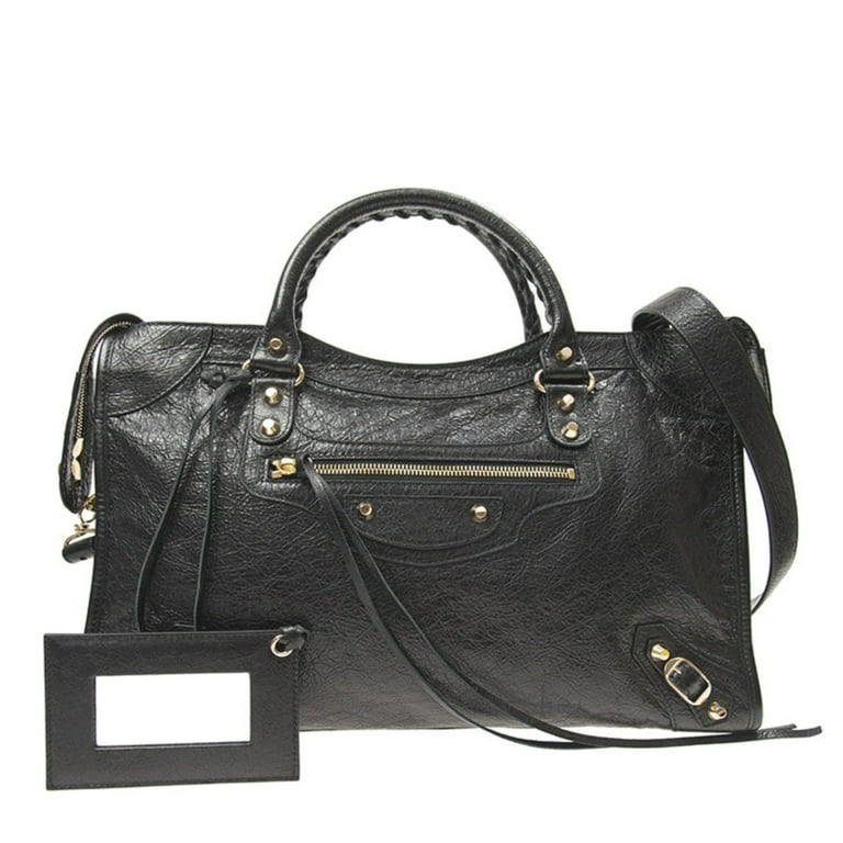 Balenciaga Classic City Grey Shiny Arena Leather Shoulder Bag 505550 Walmart