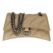 Balenciaga Crush Mini Crossbody Bag 772105 Metallic Gold Quilted Leather Chain Strap Designer Shoulder Bag Made in Italy