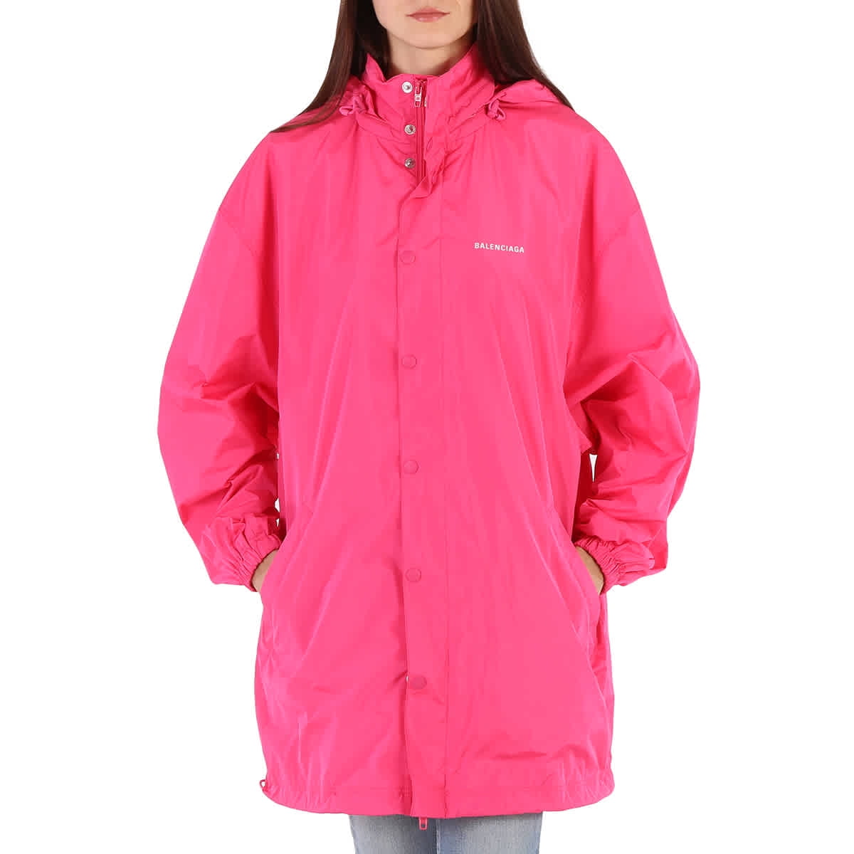Balenciaga Ladies Pink Logo Print Rain Jacket Brand Size 1 XS Walmart Business Supplies