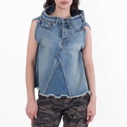 Balenciaga Ladies True Blue Sleeveless Denim Asymmetrical Top, Brand Size F34 US Size 6