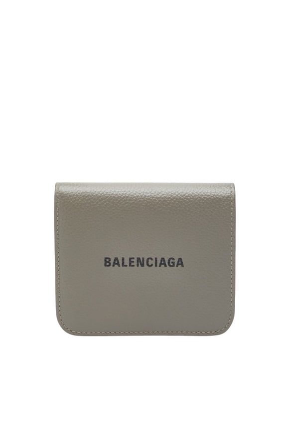 Pre-Owned Balenciaga Logo Bifold Compact Wallet 594216 Gray Leather Women's BALENCIAGA