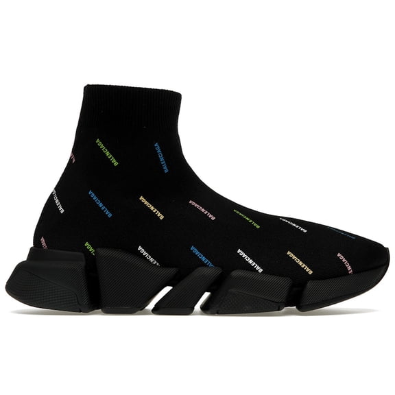 Balenciaga Men's Speed 2.0 AllOver Logo Recycled Knit Black Multicolor Shoes, from StockX