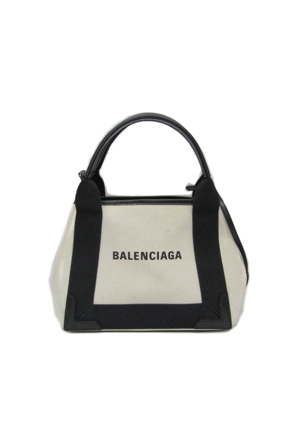 Pre-Owned Balenciaga Navy Cabas XS 390346 Women's Canvas,Leather Handbag,Shoulder Bag... (Good)