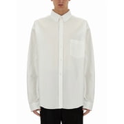 Balenciaga Relaxed Fit White Cotton Shirt With Classic Collar Men's