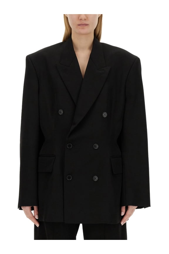 Woman Barathea' Black Double-Breasted Jacket Black Sizes FR 32-60