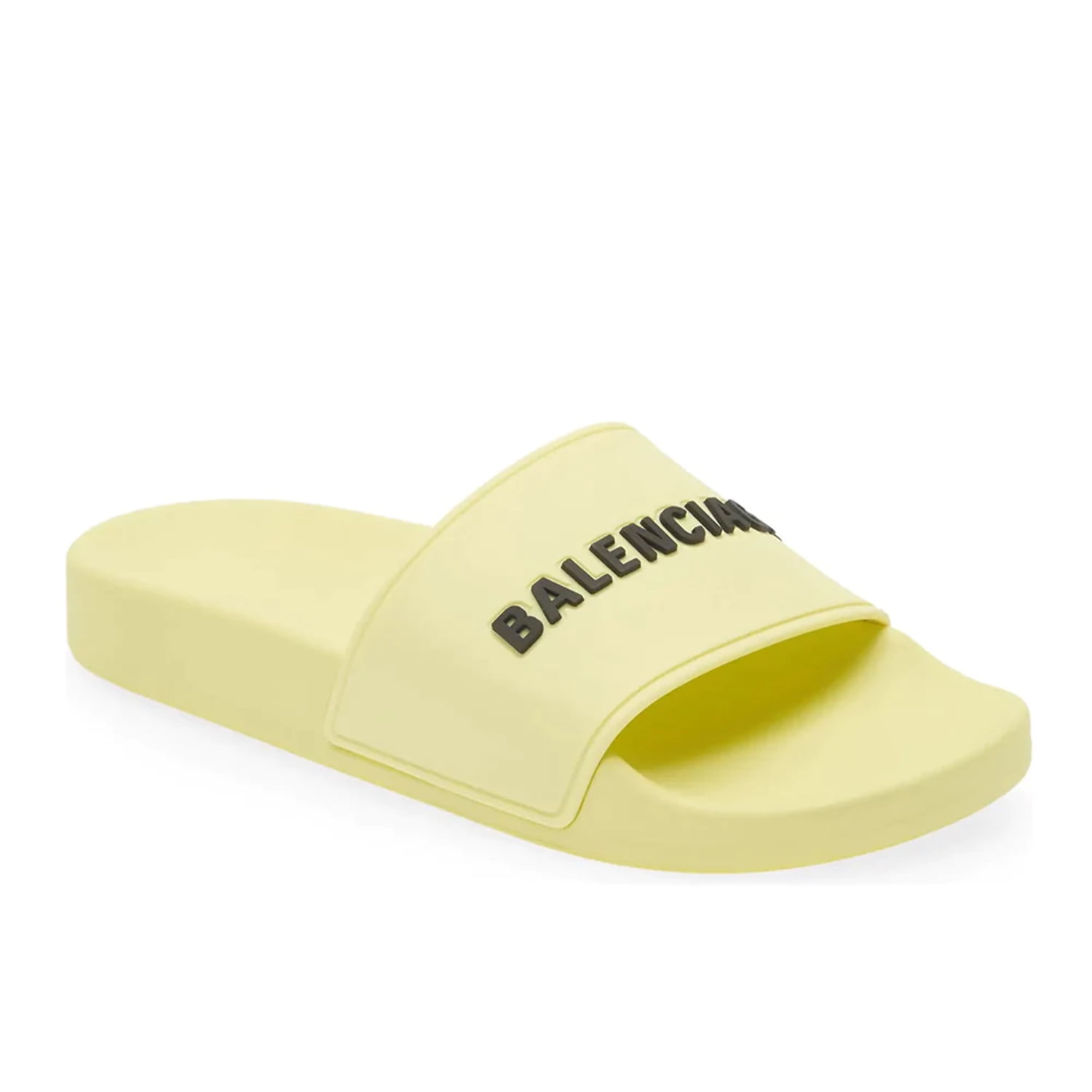 Balenciaga Women's Logo Rubber Pool Slide Sandals in Yellow Balenciaga Women's Logo Rubber Pool Slide Sandals in Yellow