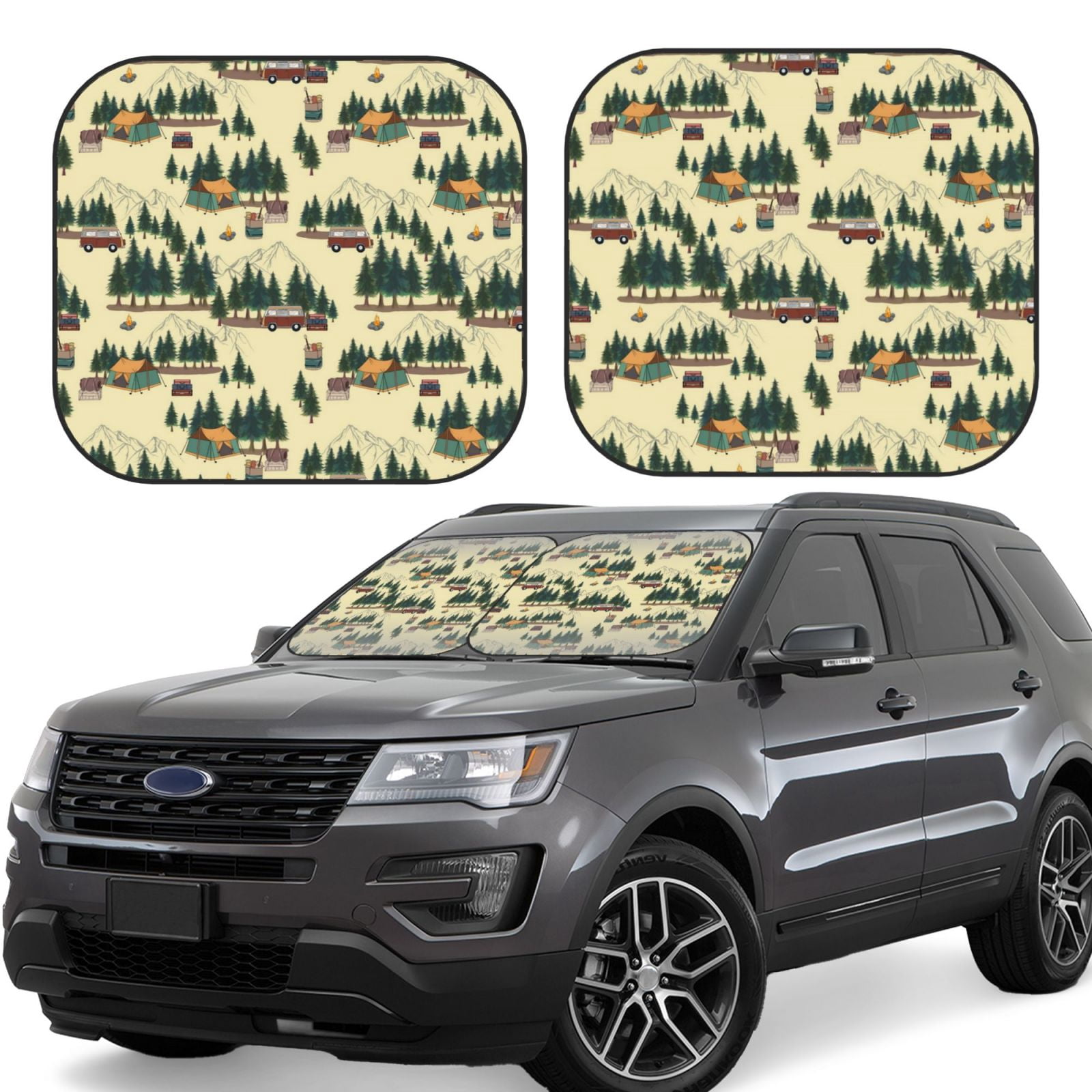 Balery 2 Piece Camping Caravan 1 Car Windshield Sun Shade|Foldable ...