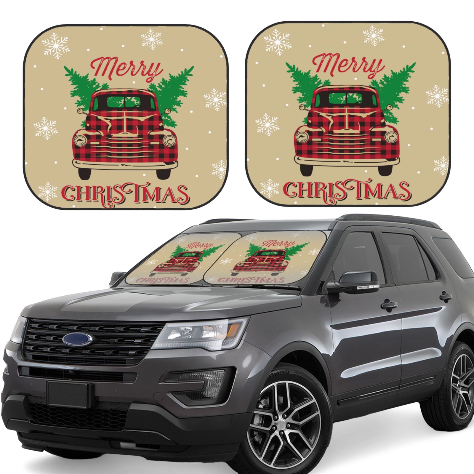 Christmas Reindeer Print Pattern Car Sun Shade