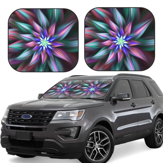 Balery 2 Piece Colored Abstract Car Windshield Sun Shade|Foldable Front Windshield Shade for Car Front Window for Most Sedans SUV Truck-Medium