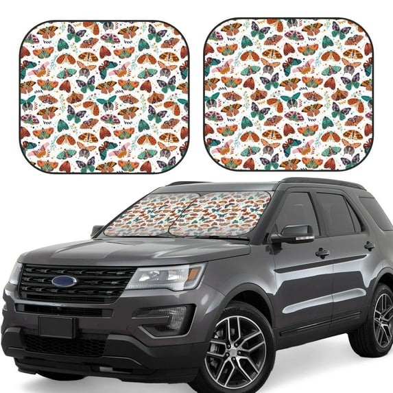 Balery 2 Piece Colorful Butterfly Car Windshield Sun Shade|Foldable Front Windshield Shade for Car Front Window for Most Sedans SUV Truck-Small