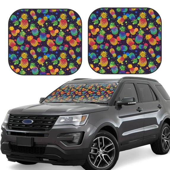 Balery 2 Piece Colorful Pineapples1 Car Windshield Sun Shade|Foldable Front Windshield Shade for Car Front Window for Most Sedans SUV Truck-Large
