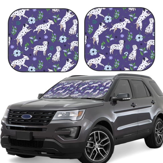 Balery 2 Piece Cute Dog Car Windshield Sun Shade|Foldable Front Windshield Shade for Car Front Window for Most Sedans SUV Truck-Medium