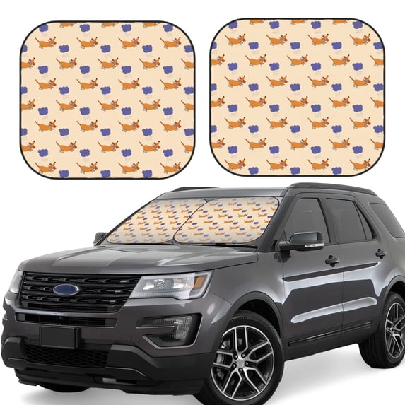 Balery 2 Piece Dachshund Car Windshield Sun Shade|Foldable Front Windshield Shade for Car Front Window for Most Sedans SUV Truck-Medium