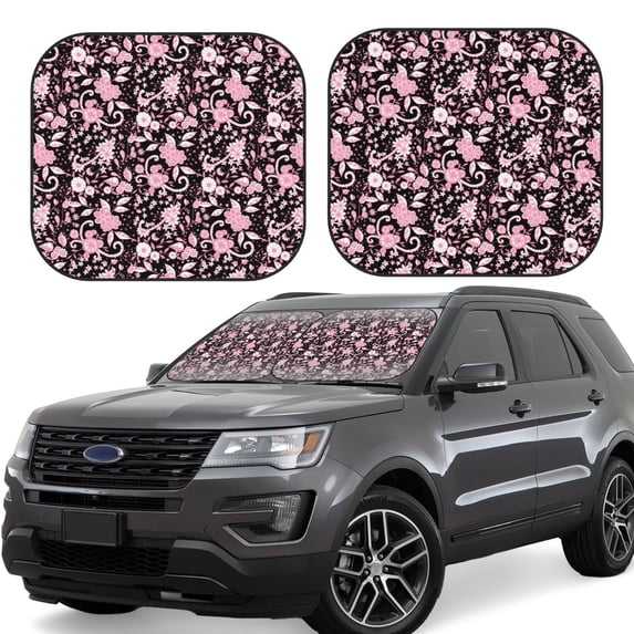 Balery 2 Piece Daisies Flowers Car Windshield Sun Shade|Foldable Front Windshield Shade for Car Front Window for Most Sedans SUV Truck-Medium