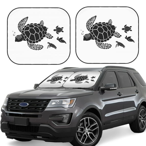 Balery 2 Piece Family Of Sea Turtles Car Windshield Sun Shade|Foldable Front Windshield Shade for Car Front Window for Most Sedans SUV Truck-Medium