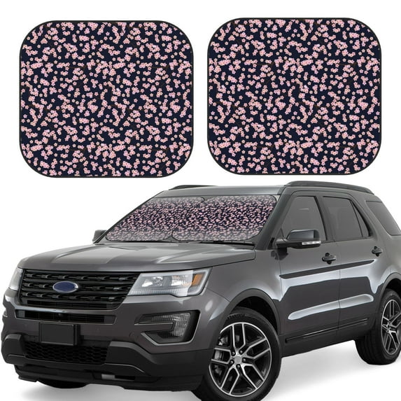 Balery 2 Piece Flower Car Windshield Sun Shade|Foldable Front Windshield Shade for Car Front Window for Most Sedans SUV Truck-