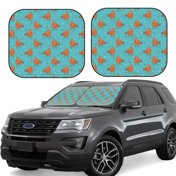 Balery 2 Piece Funny Chicken Car Windshield Sun Shade|Foldable Front Windshield Shade for Car Front Window for Most Sedans SUV Truck-Medium
