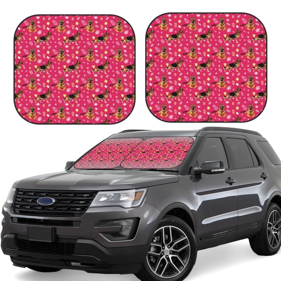 Balery 2 Piece German Shepherd Dog Car Windshield Sun Shade|Foldable Front Windshield Shade for Car Front Window for Most Sedans SUV Truck-Medium