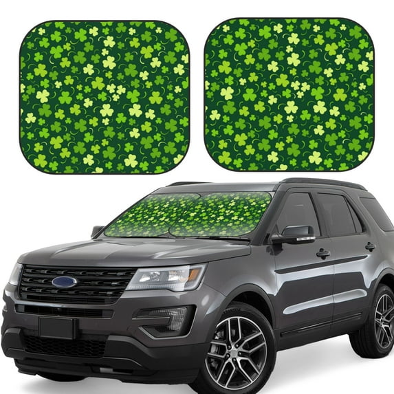 Balery 2 Piece Happy St. Patrick's day Car Windshield Sun Shade|Foldable Front Windshield Shade for Car Front Window for Most Sedans SUV Truck-Large