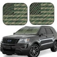 thumbnail image 1 of Balery 2 Piece Jungle Green Camo USA Flag Car Windshield Sun Shade|Foldable Front Windshield Shade for Car Front Window for Most Sedans SUV Truck-Small, 1 of 7