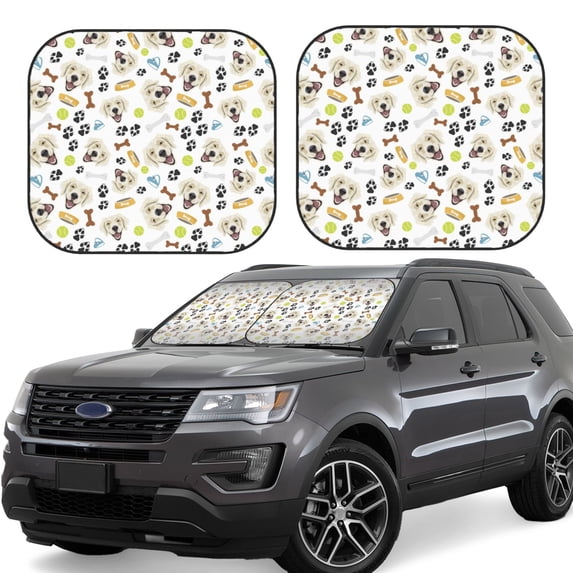 Balery 2 Piece Labrador Retriever Dog Car Windshield Sun Shade|Foldable Front Windshield Shade for Car Front Window for Most Sedans SUV Truck-Small
