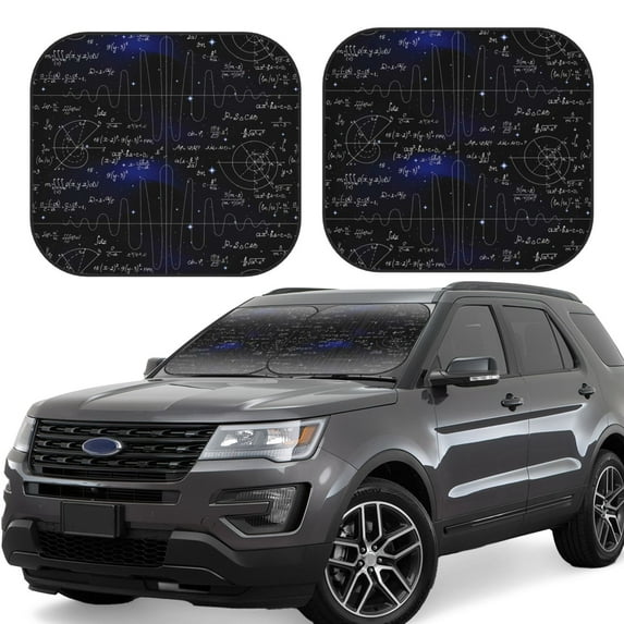Balery 2 Piece Mathematica Science Car Windshield Sun Shade|Foldable Front Windshield Shade for Car Front Window for Most Sedans SUV Truck-Large