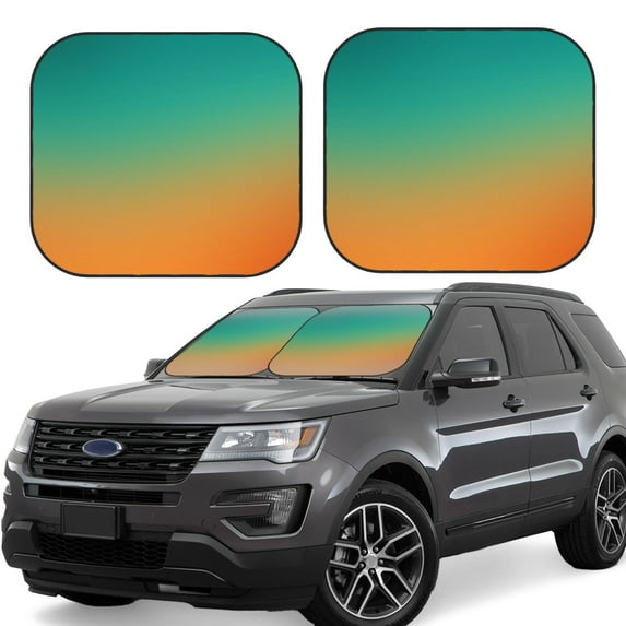 Balery 2 Piece Orange To Teal Gradient1 Car Windshield Sun Shade|Foldable Front Windshield Shade for Car Front Window for Most Sedans SUV Truck-Small