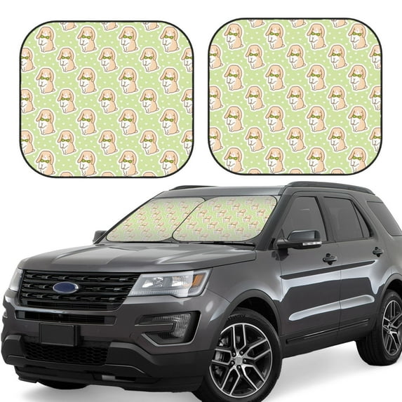 Balery 2 Piece Rabbit With Tie Car Windshield Sun Shade|Foldable Front Windshield Shade for Car Front Window for Most Sedans SUV Truck-Large