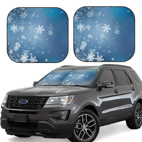 Balery 2 Piece Snowflakes1 Car Windshield Sun Shade|Foldable Front Windshield Shade for Car Front Window for Most Sedans SUV Truck-Medium