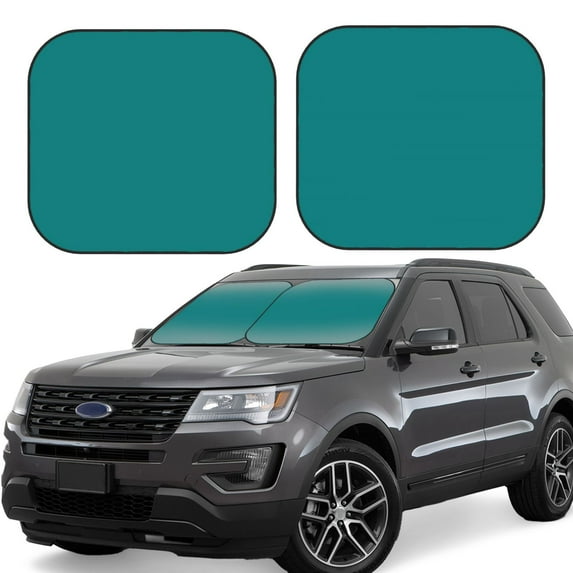 Balery 2 Piece Teal Car Windshield Sun Shade|Foldable Front Windshield Shade for Car Front Window for Most Sedans SUV Truck-Small