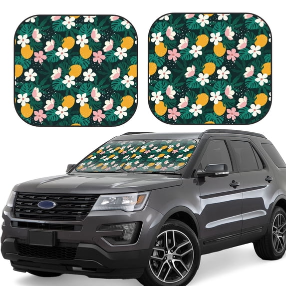Balery 2 Piece Tropical Fruit Car Windshield Sun Shade|Foldable Front Windshield Shade for Car Front Window for Most Sedans SUV Truck-Small