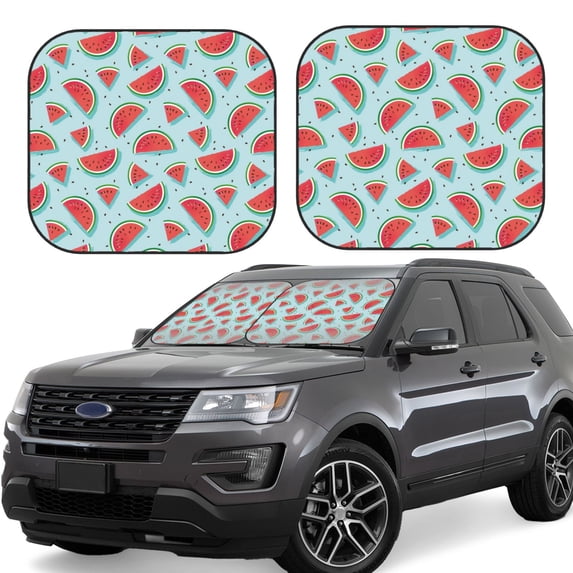 Balery 2 Piece Watermelon Car Windshield Sun Shade|Foldable Front Windshield Shade for Car Front Window for Most Sedans SUV Truck-