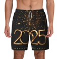 thumbnail image 1 of Balery 2025 Golden On New Year Mens Swim Trunks Swim Shorts for Men Quick Dry Inseam Beach Shorts with Compression Liner Pocket-Medium, 1 of 9