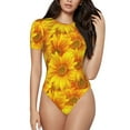 thumbnail image 1 of Balery 3D Sunflowers Women's Short Sleevee Crew Neck Bodysuit Tops Short Sleeve Tops Basic-Large, 1 of 9