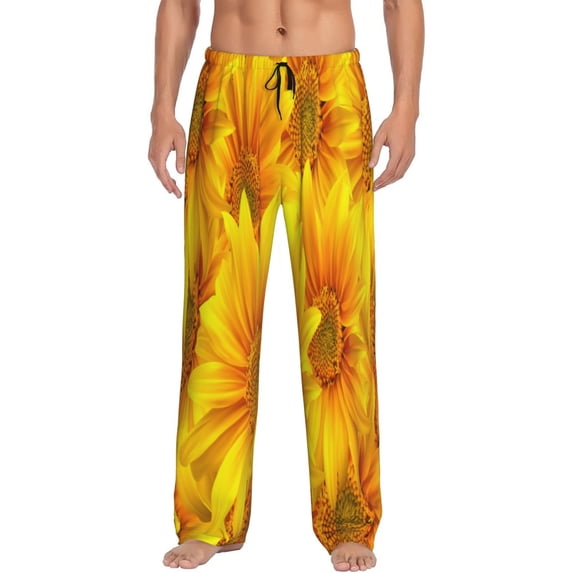 Balery 3D Sunflowers print Men's Pajama Pants,Ultra Lightweight Pjs,Lounge Pant-Small